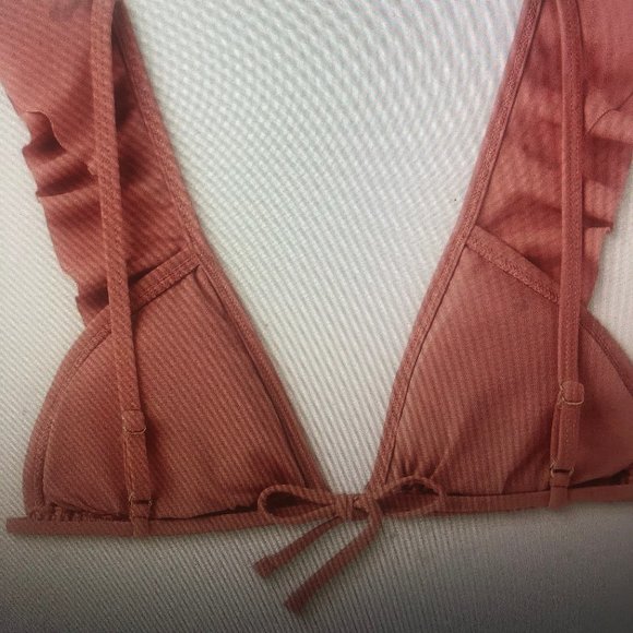 Xhilaration Juniors Ruffle Triangle Pink Bikini Top Size Medium- Mauve - Picture 8 of 8